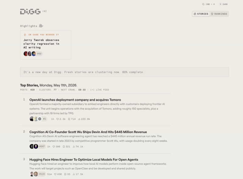 Digg, AI 뉴스 큐레이터로 재출범 — 2004년 소셜 뉴스 선구자의 세 번째 도전